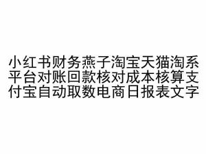 小红书财务燕子淘宝天猫淘系平台对账回款核对成本核算支付宝自动取数电商日报表|淘骐网赚资源库