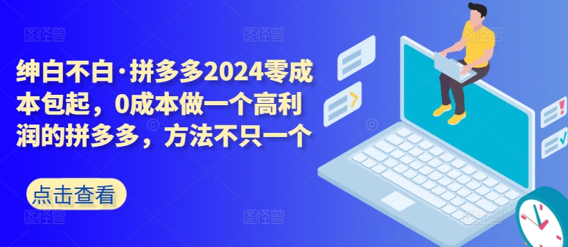拼多多2024零成本包起,0成本做一个高利润的拼多多,方法不只一个|淘骐网赚资源库