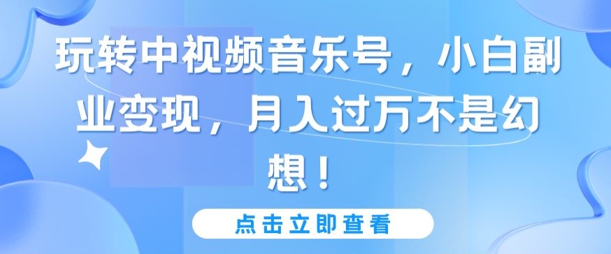玩转中视频音乐号,小白副业变现,月入过万不是幻想【揭秘】|淘骐网赚资源库