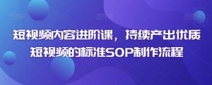 短视频内容进阶课,持续产出优质短视频的标准SOP制作流程|淘骐网赚资源库