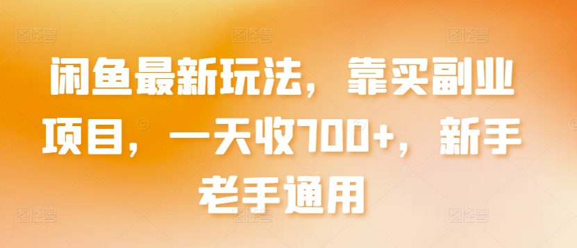 闲鱼最新玩法,靠买副业项目,一天收700+,新手老手通用【揭秘】|淘骐网赚资源库