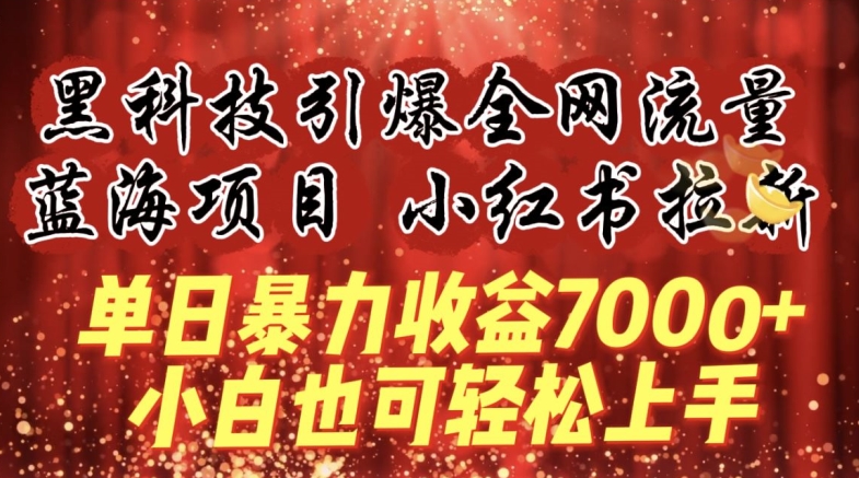 蓝海项目!黑科技引爆全网流量小红书拉新,单日暴力收益7000+,小白也能轻松上手【揭秘】|淘骐网赚资源库