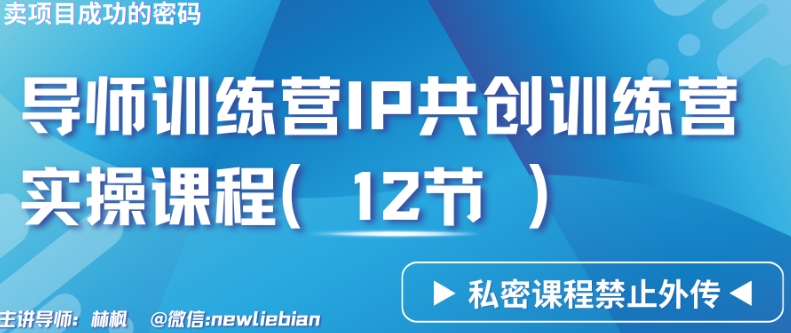 导师训练营3.0IP共创训练营私密实操课程(12节)-卖项目的密码成功秘诀【揭秘】|淘骐网赚资源库