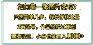 如何靠一张图片变现?只需简单几步,轻松俘获流量,3天起号,作品轻松过原创【揭秘】|淘骐网赚资源库