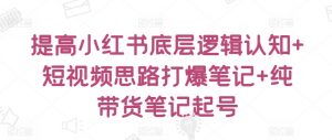 提高小红书底层逻辑认知+短视频思路打爆笔记+纯带货笔记起号|淘骐网赚资源库