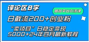 抖音评论区8字日截流200+创业粉 “卖项目”日稳定变现5000+【揭秘】|淘骐网赚资源库