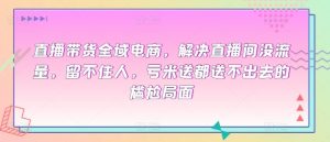 直播带货全域电商,解决直播间没流量,留不住人,亏米送都送不出去的尴尬局面|淘骐网赚资源库