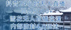 抖音24小时无人直播 日入5000+,雪花无人直播卖课,内部防封4.0玩法【揭秘】|淘骐网赚资源库