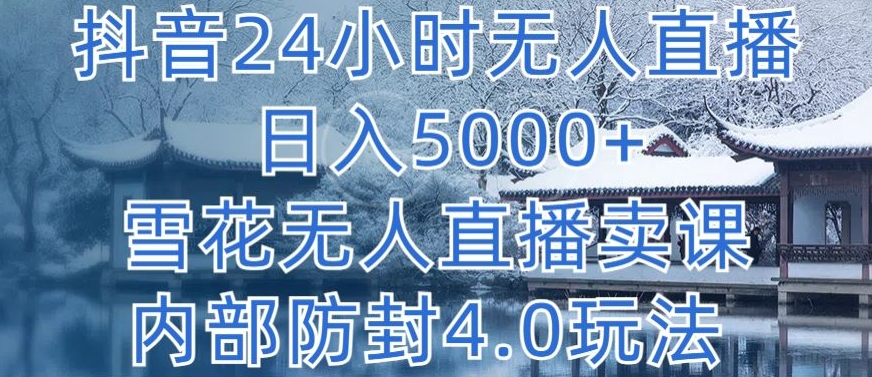 抖音24小时无人直播 日入5000+,雪花无人直播卖课,内部防封4.0玩法【揭秘】|淘骐网赚资源库