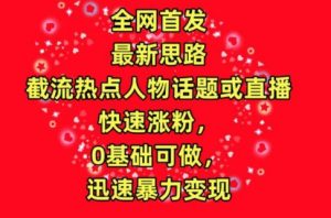 全网首发，截流热点人物话题或直播，快速涨粉，0基础可做，迅速暴力变现【揭秘】|淘骐网赚资源库
