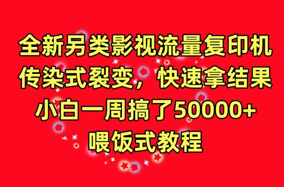 全新另类影视流量复印机,传染式裂变,快速拿结果,小白一周搞了50000+,喂饭式教程【揭秘】|淘骐网赚资源库