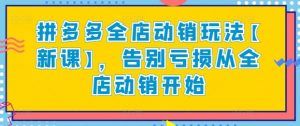 拼多多全店动销玩法【新课】，告别亏损从全店动销开始|淘骐网赚资源库
