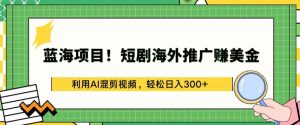 蓝海项目!短剧海外推广赚美金，利用AI混剪视频，轻松日入300+【揭秘】|淘骐网赚资源库