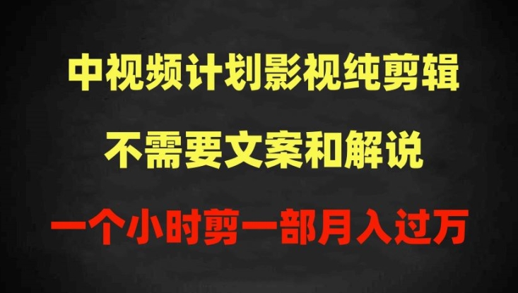 中视频计划影视纯剪辑,不需要文案和解说,一个小时剪一部,100%过原创月入过万【揭秘】|淘骐网赚资源库