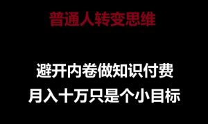 普通人转变思维，避开内卷做知识付费，月入十万只是一个小目标【揭秘】|淘骐网赚资源库