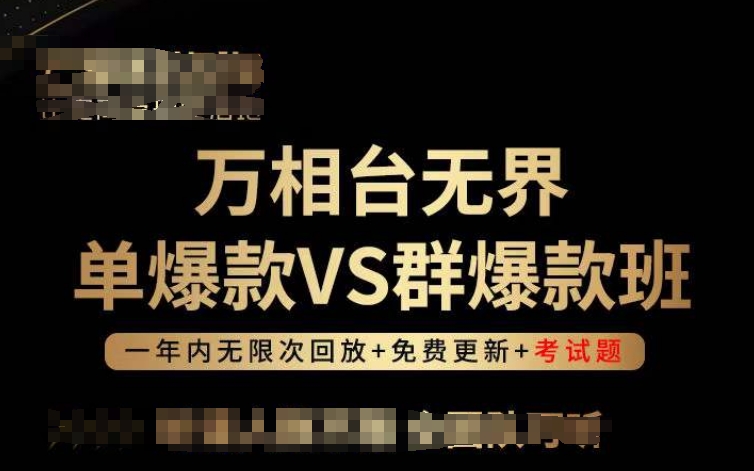 万相台无界单爆款VS群爆款班,选择大于努力,让团队事半功倍!|淘骐网赚资源库