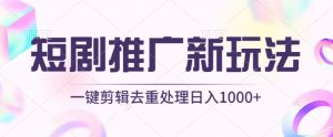 短剧推广新玩法，不剪辑，工具助力一键过原创，日入1000+【揭秘】|第一资源库