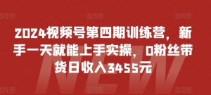 2024视频号第四期训练营,新手一天就能上手实操,0粉丝带货日收入3455元|淘骐网赚资源库