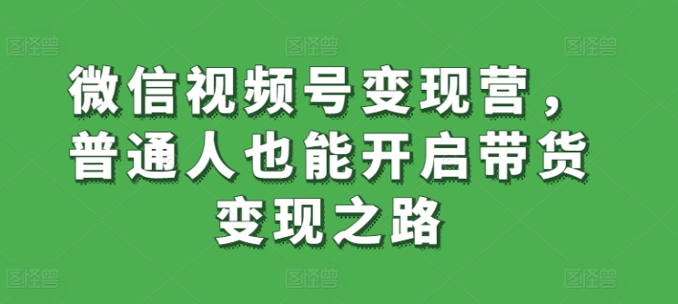 微信视频号变现营,普通人也能开启带货变现之路|淘骐网赚资源库