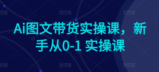 Ai图文带货实操课，新手从0-1 实操课|淘骐网赚资源库