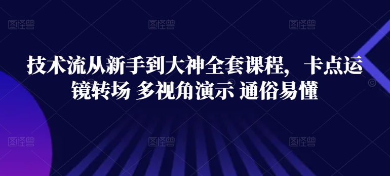 技术流从新手到大神全套课程,卡点运镜转场 多视角演示 通俗易懂|淘骐网赚资源库