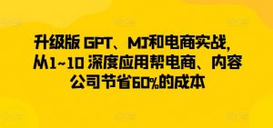 升级版 GPT、MJ和电商实战,从1~10 深度应用帮电商、内容公司节省60%的成本|淘骐网赚资源库