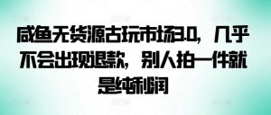 咸鱼无货源古玩市场3.0,几乎不会出现退款,别人拍一件就是纯利润【揭秘】|淘骐网赚资源库