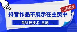 抖音黑科技：抖音作品不展示在主页中【揭秘】|淘骐网赚资源库