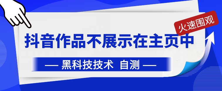 抖音黑科技:抖音作品不展示在主页中【揭秘】|淘骐网赚资源库