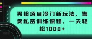 男粉项目冷门新玩法，售卖私密训练课程，一天轻松1000+【揭秘】|淘骐网赚资源库