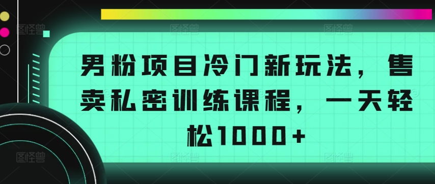 男粉项目冷门新玩法,售卖私密训练课程,一天轻松1000+【揭秘】|淘骐网赚资源库