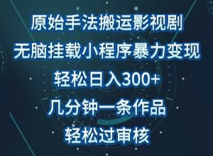 原始手法影视搬运,无脑搬运影视剧,单日收入300+,操作简单,几分钟生成一条视频,轻松过审核【揭秘】|淘骐网赚资源库