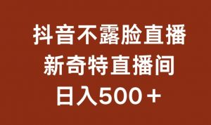 不露脸挂机直播，新奇特直播间，日入500+【揭秘】|淘骐网赚资源库