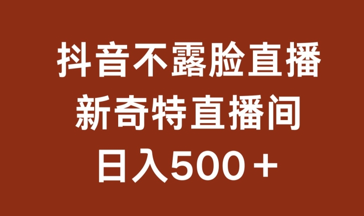 不露脸挂机直播，新奇特直播间，日入500+【揭秘】|淘骐网赚资源库