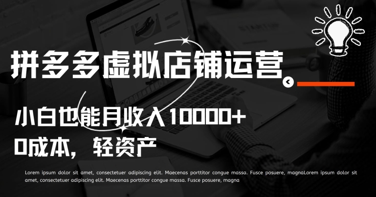 拼多多虚拟店铺运营小白也能月收入10000+【揭秘】|淘骐网赚资源库