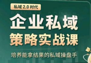 私域2.0:企业私域策略实战课,培养能拿结果的私域操盘手|淘骐网赚资源库