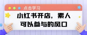 小红书开店，素人可以参与的风口|淘骐网赚资源库