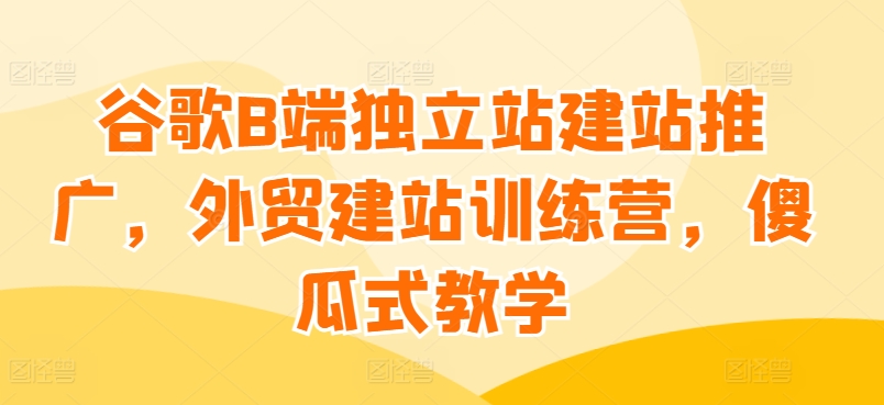 谷歌B端独立站建站推广,外贸建站训练营,傻瓜式教学|淘骐网赚资源库