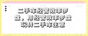二手车经营效率罗盘,用经营效率罗盘玩转二手车生意|淘骐网赚资源库