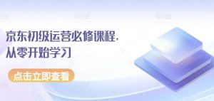 京东初级运营必修课程，从零开始学习|淘骐网赚资源库