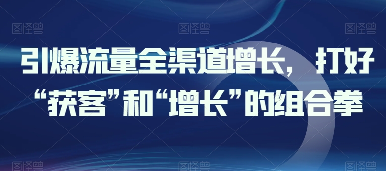 引爆流量全渠道增长,打好“获客”和“增长”的组合拳|淘骐网赚资源库