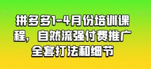 拼多多1-4月份培训课程，自然流强付费推广全套打法和细节|淘骐网赚资源库