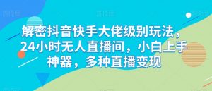 解密抖音快手大佬级别玩法,24小时无人直播间,小白上手神器,多种直播变现【揭秘】|淘骐网赚资源库