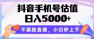 抖音手机号估值,日入5000+,不露脸直播,小白秒上手【揭秘】|淘骐网赚资源库