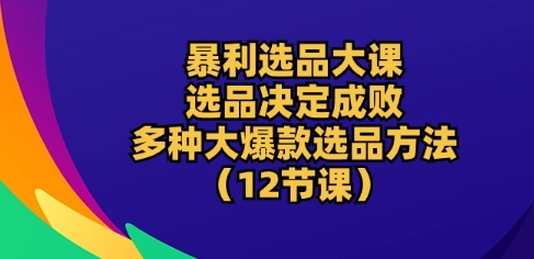 暴利选品大课:选品决定成败,教你多种大爆款选品方法(12节课)|淘骐网赚资源库