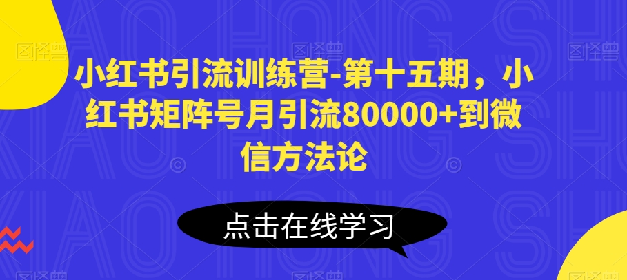 小红书引流训练营-第十五期,小红书矩阵号月引流80000+到微信方法论|淘骐网赚资源库