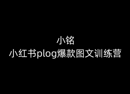 小铭-小红书plog爆款图文训练营,教你从0-1做小红书|淘骐网赚资源库