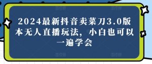 2024最新抖音卖菜刀3.0版本无人直播玩法,小白也可以一遍学会【揭秘】|淘骐网赚资源库