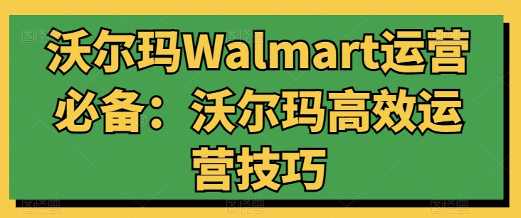 沃尔玛Walmart运营必备:沃尔玛高效运营技巧|淘骐网赚资源库