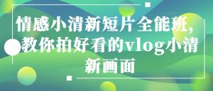 情感小清新短片全能班,教你拍好看的vlog小清新画面|淘骐网赚资源库